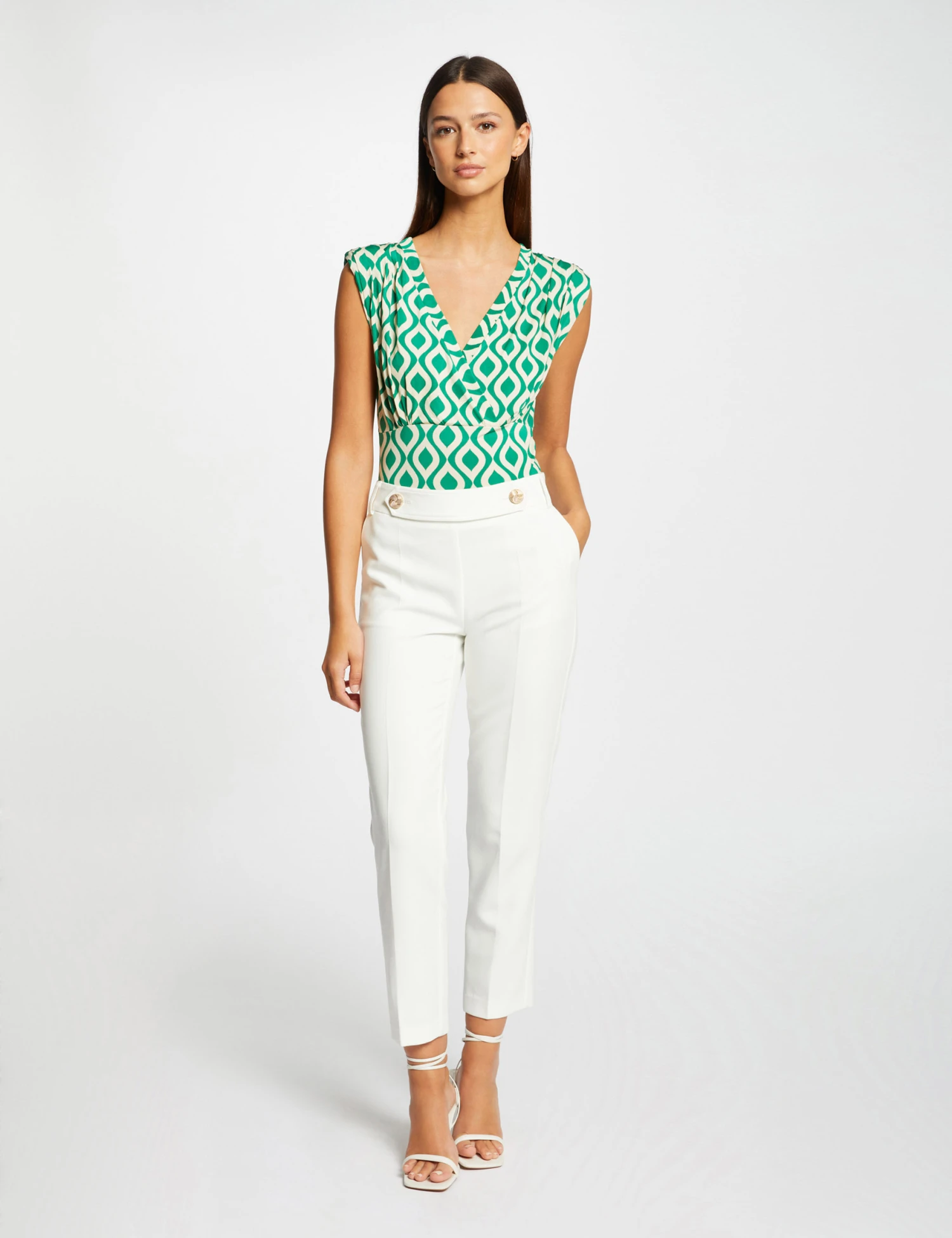 T-shirt Imprimé Géométrique Vert Femme – Image 3