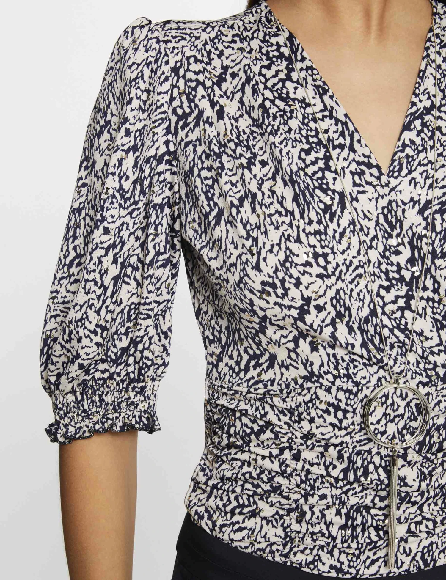 T-shirt Manches 3/4 Col Bijou Imprimé Multico Femme – Image 5