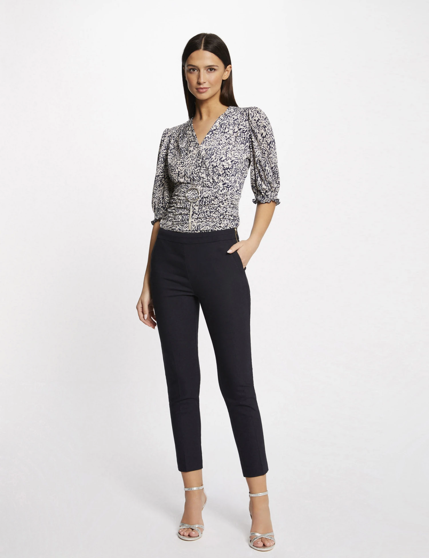 T-shirt Manches 3/4 Col Bijou Imprimé Multico Femme – Image 3