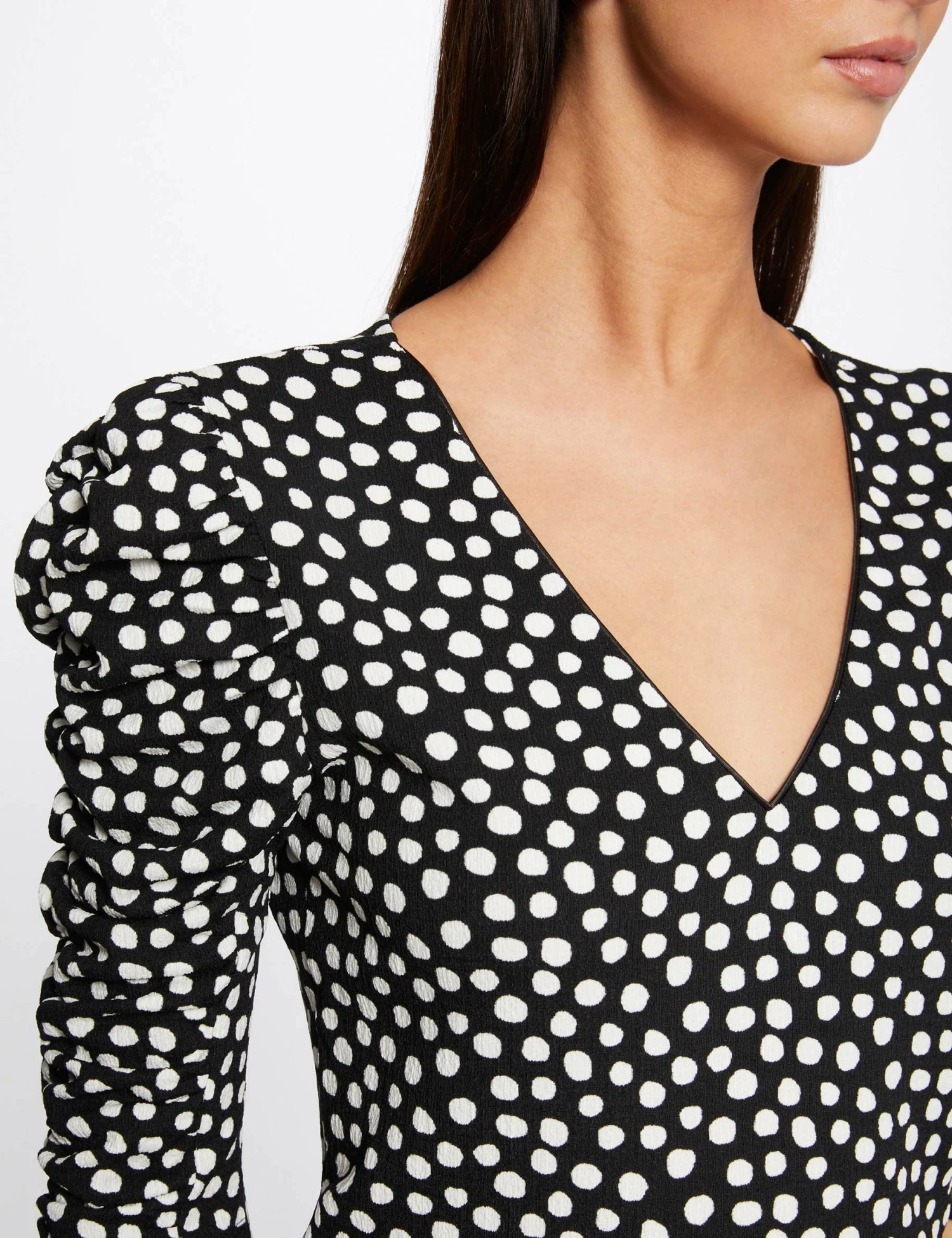 T-shirt Manches 3/4 Imprimé à Pois Noir Femme – Image 5