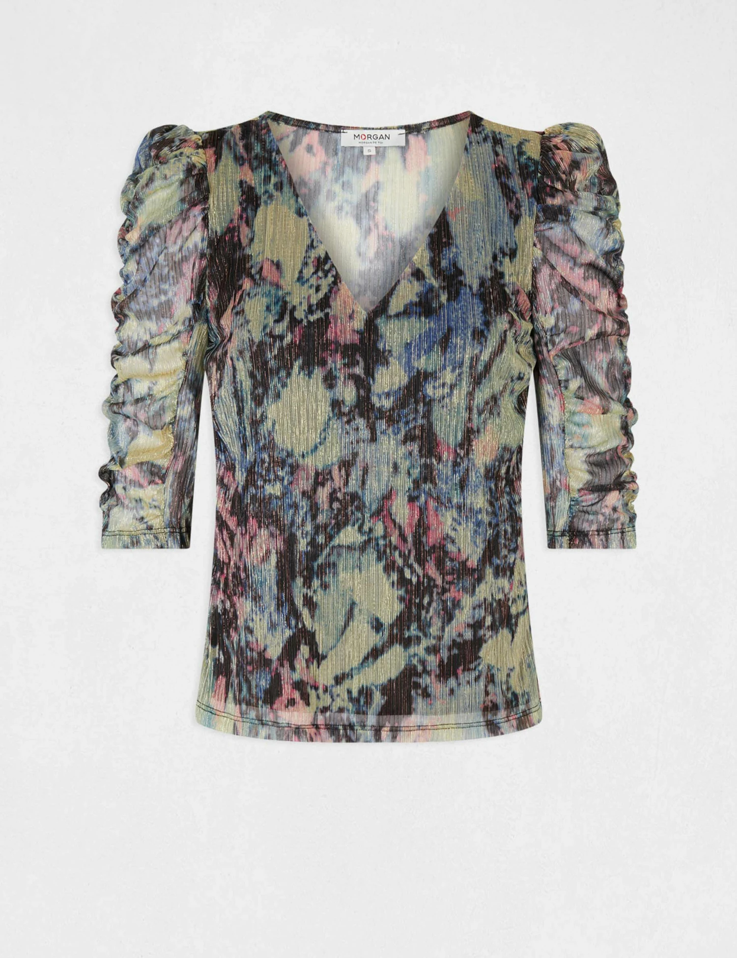 T-shirt Manches 3/4 Imprimé Abstrait Multico Femme – Image 4