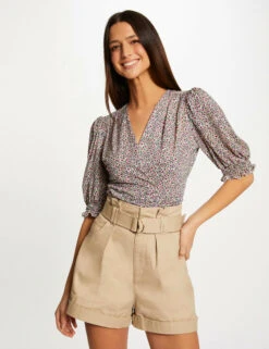 T-shirt Manches 3/4 Imprimé Floral Multico Femme