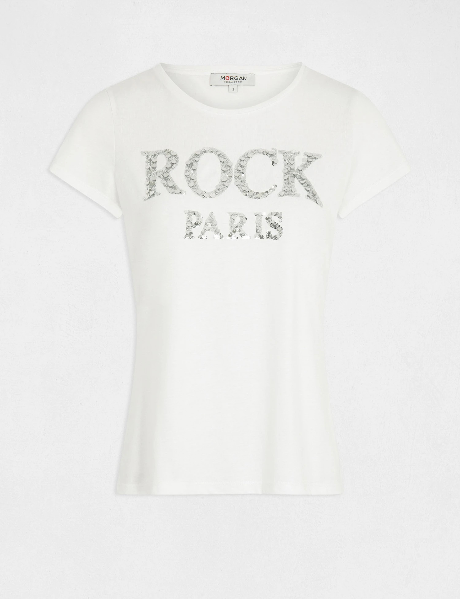 T-shirt Manches Courtes à Inscription Argente Femme – Image 4