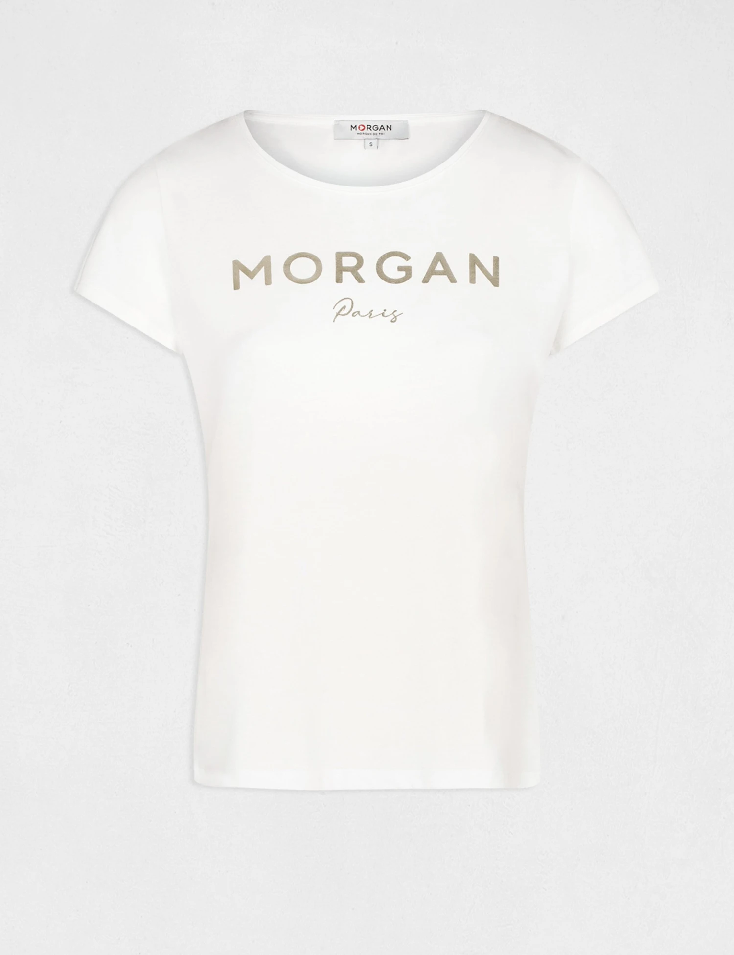 T-shirt Manches Courtes à Inscription Ecru Femme – Image 4