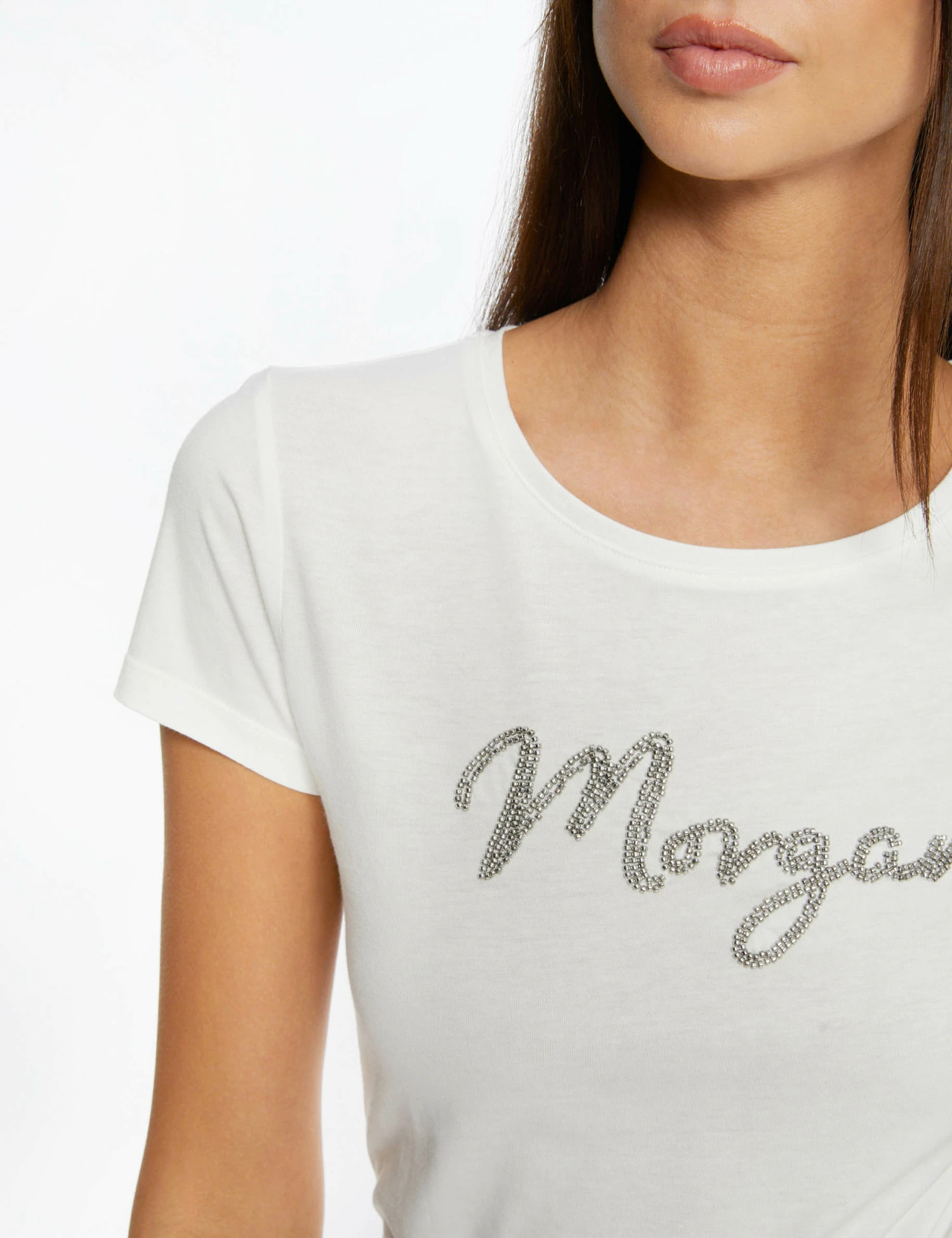 T-shirt Manches Courtes à Inscription Ecru Femme – Image 5