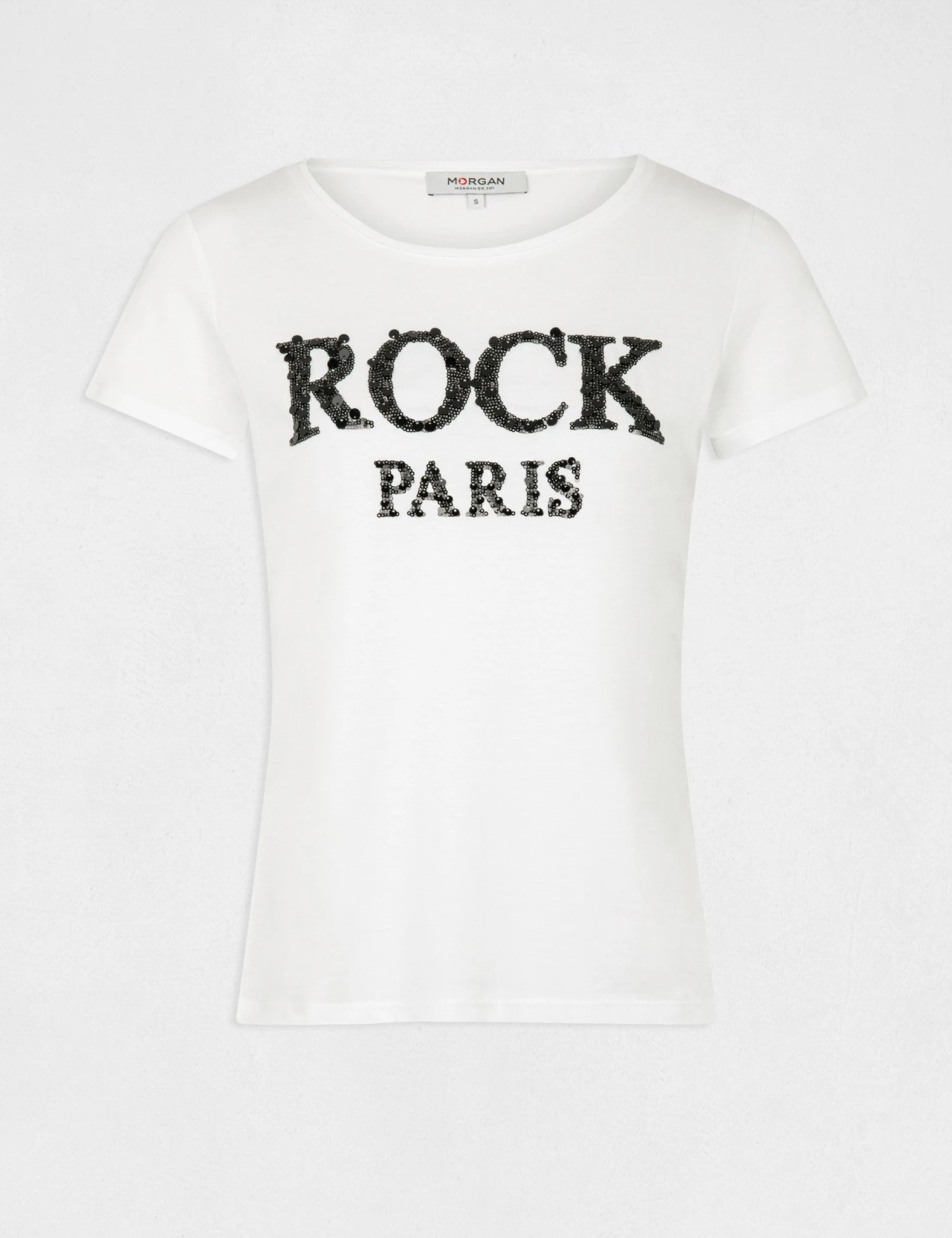 T-shirt Manches Courtes à Inscription Noir Femme – Image 4