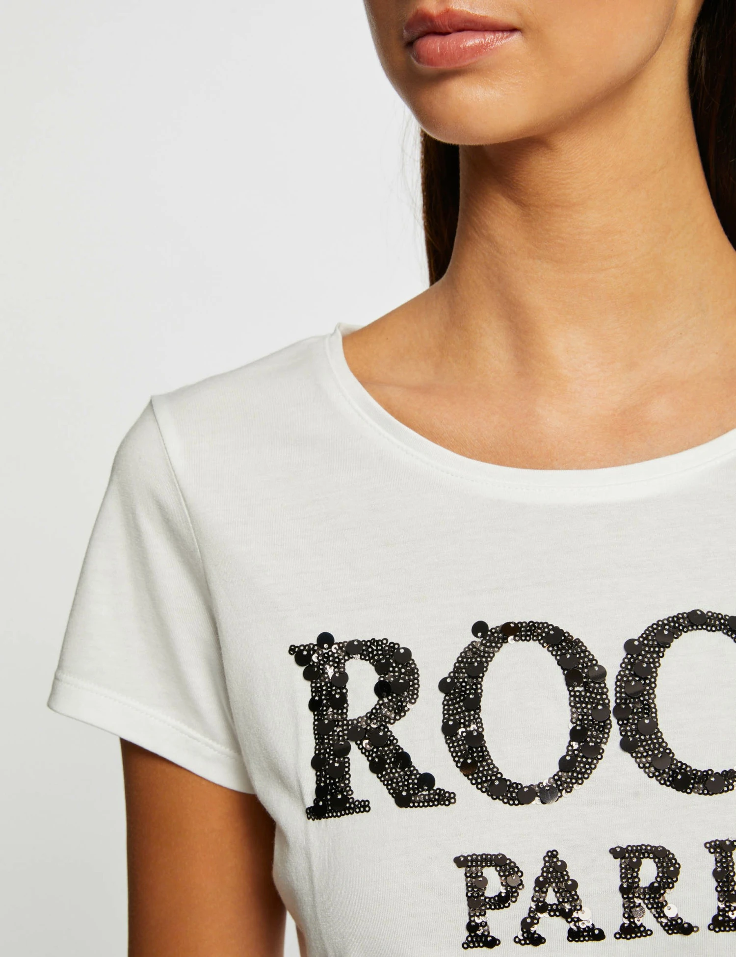 T-shirt Manches Courtes à Inscription Noir Femme – Image 5