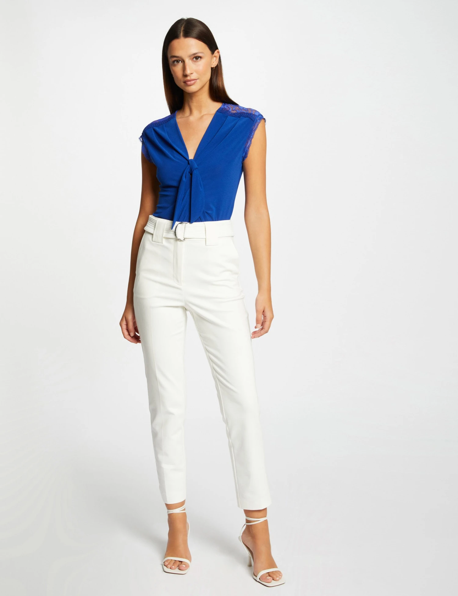 T-shirt Manches Courtes Avec Noeud Bleu Electrique Femme – Image 3