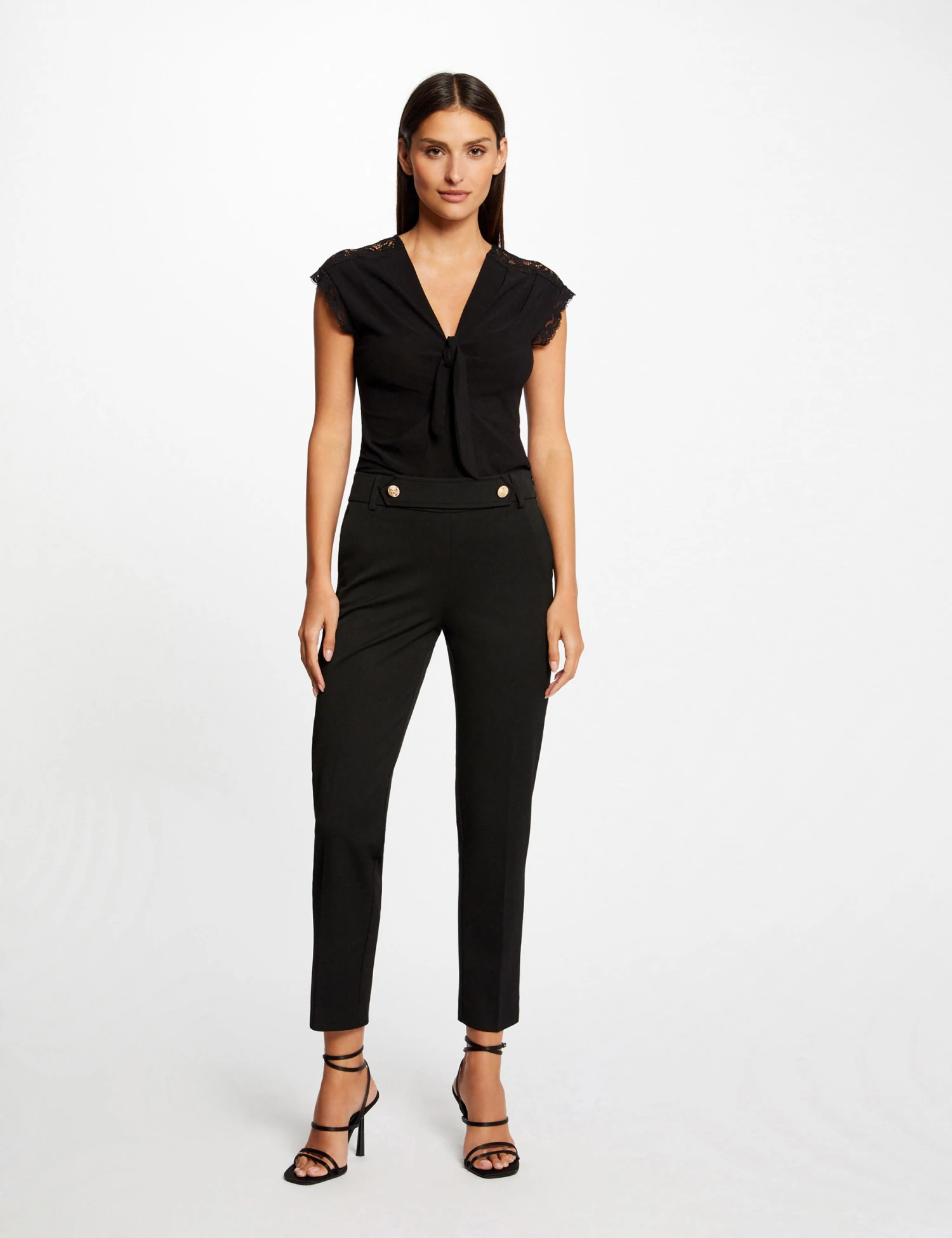 T-shirt Manches Courtes Avec Noeud Noir Femme – Image 3