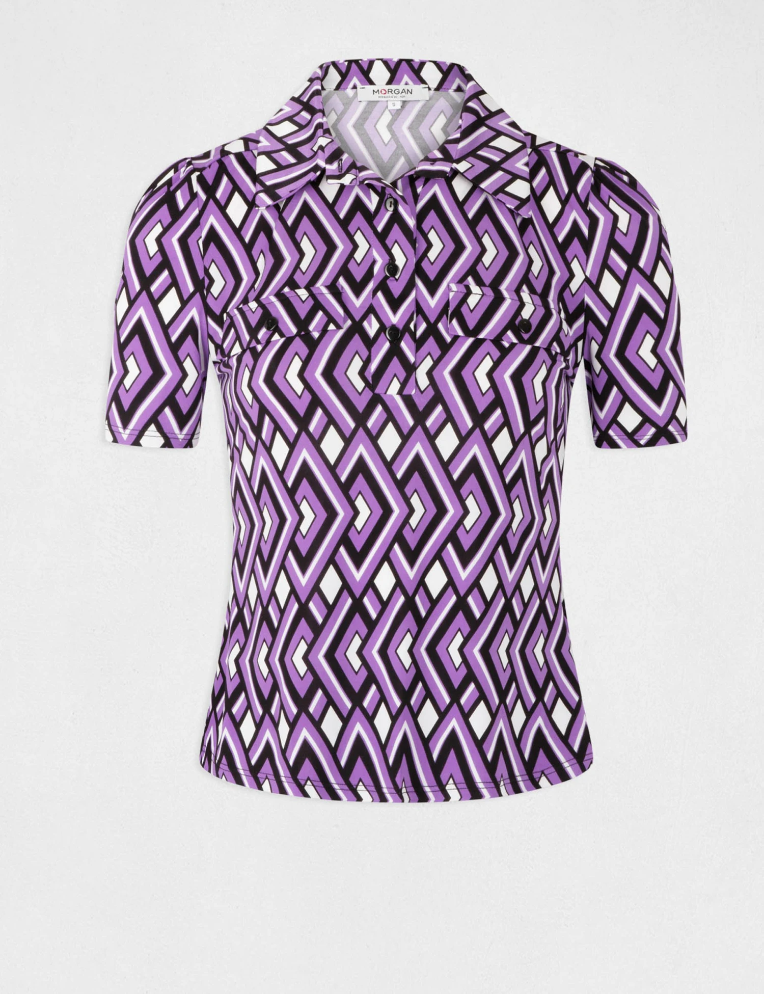 T-shirt Manches Courtes Col Polo Imprimé Multico Femme – Image 4