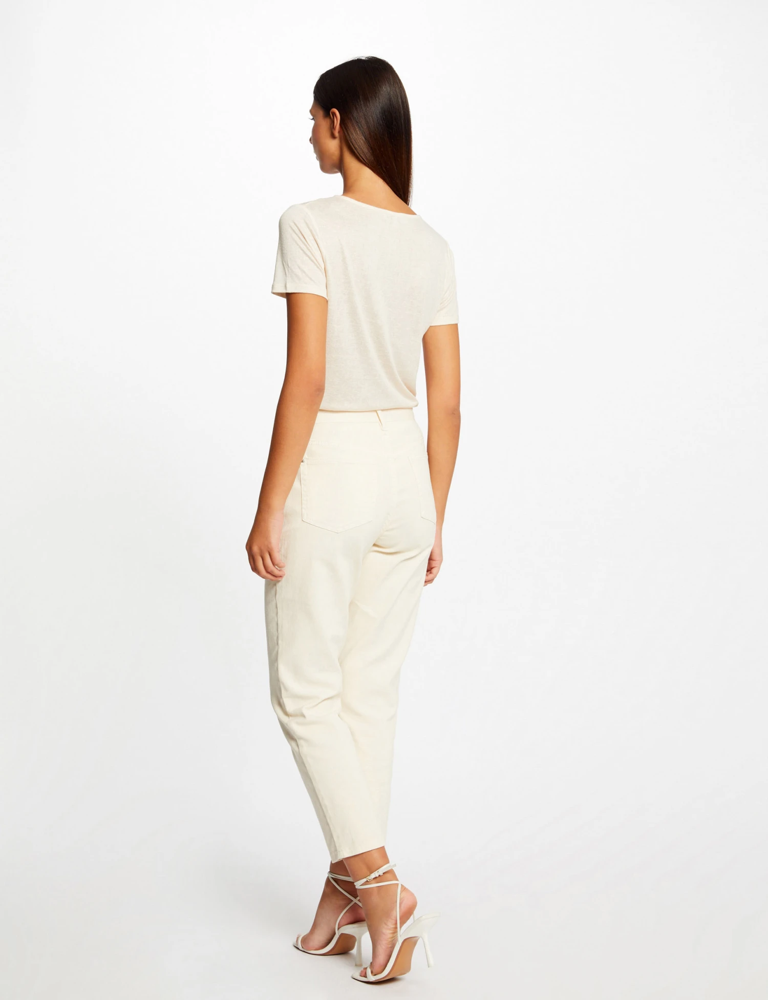 T-shirt Manches Courtes Fils Métallisés Ivoire Femme – Image 2