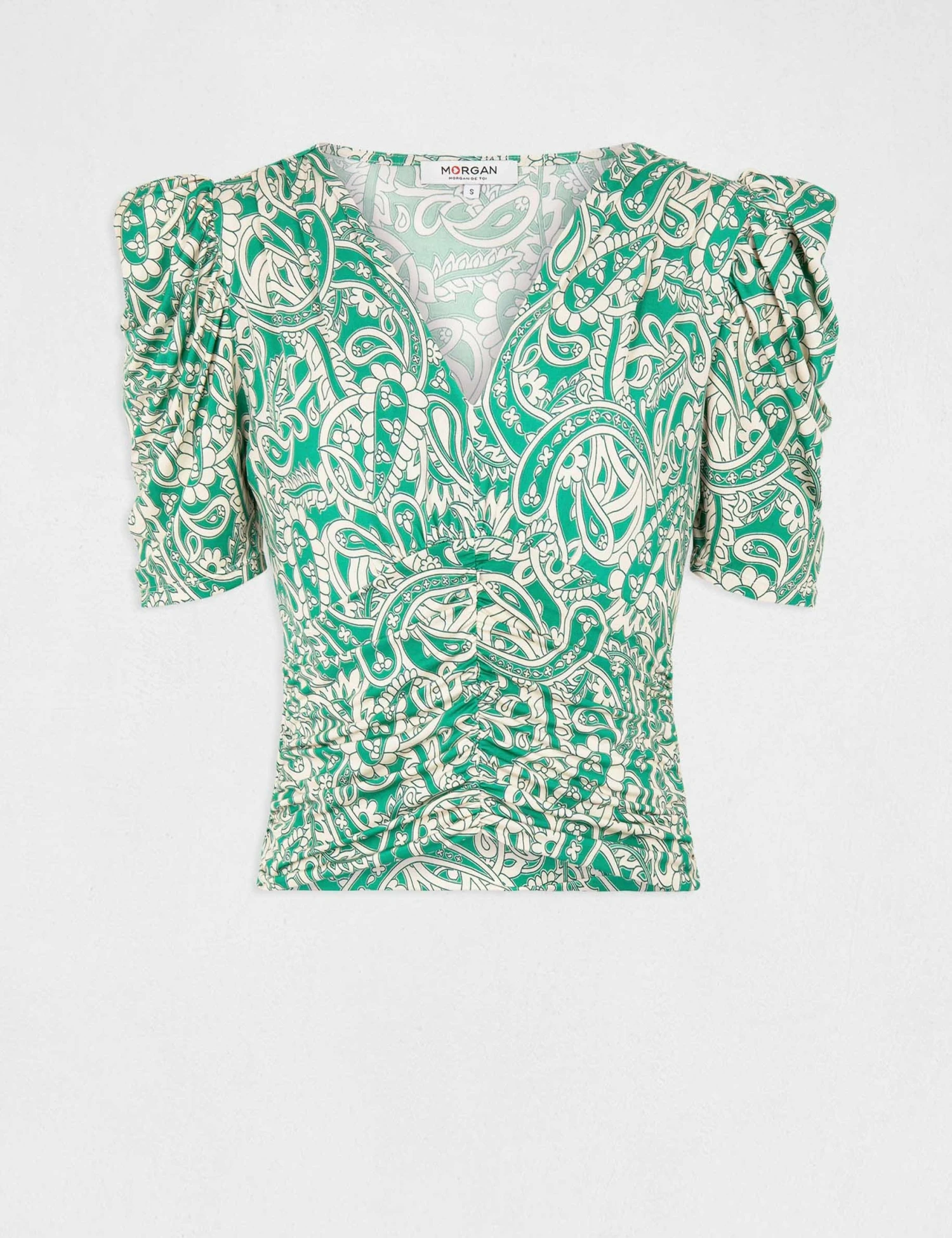 T-shirt Manches Courtes Froncé Imprimé Multico Femme – Image 4