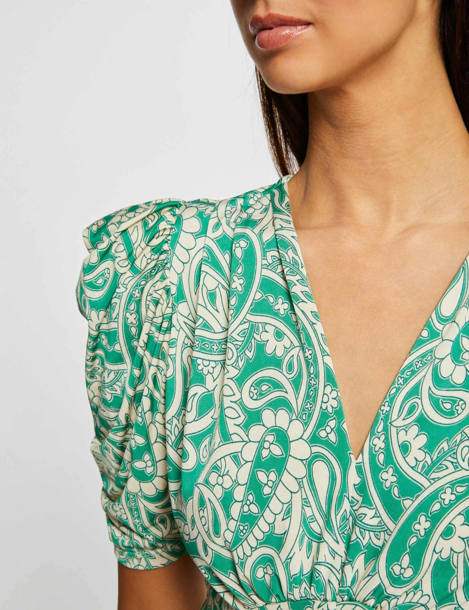 T-shirt Manches Courtes Froncé Imprimé Multico Femme – Image 5