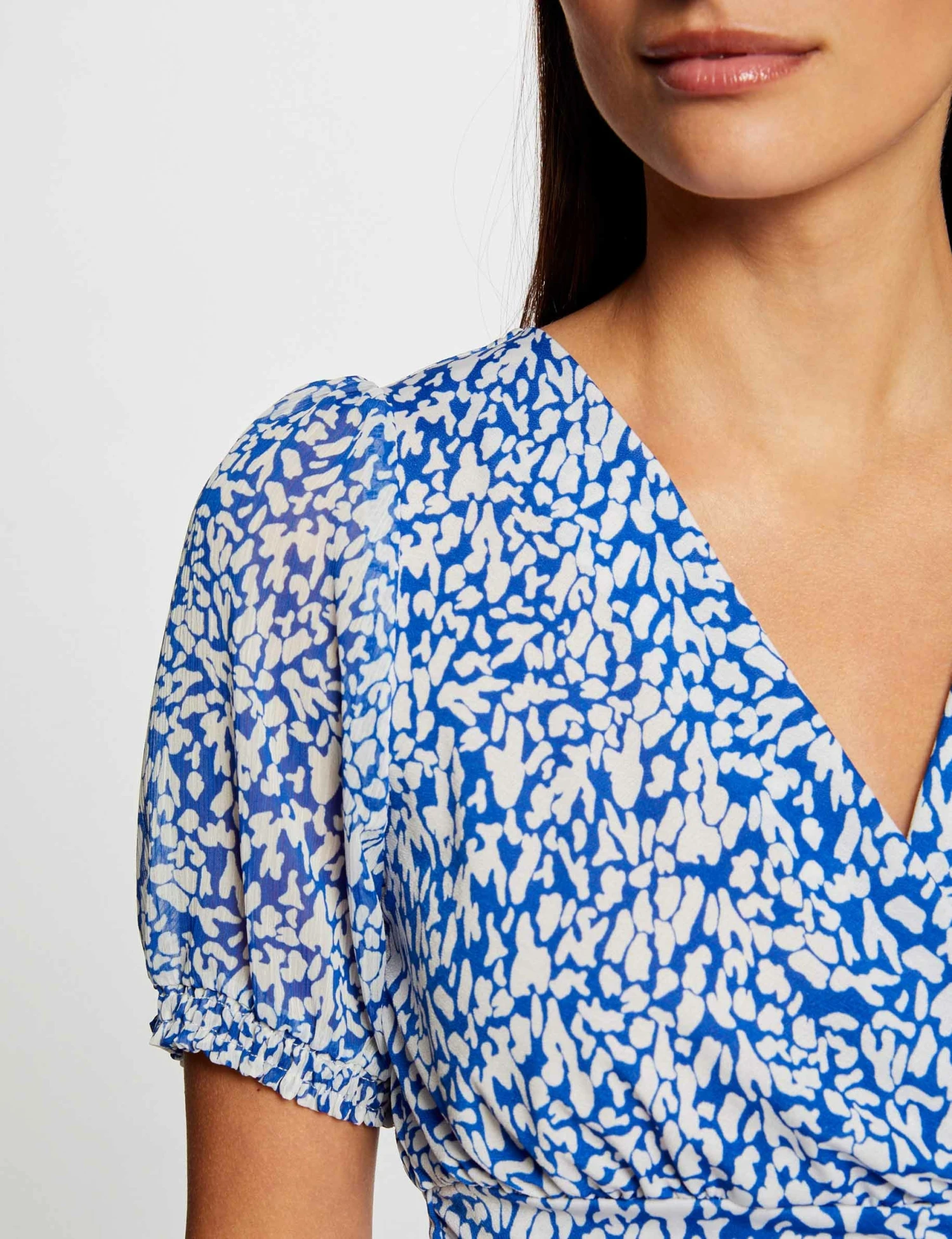 T-shirt Manches Courtes Imprimé Abstrait Bleu Femme – Image 5