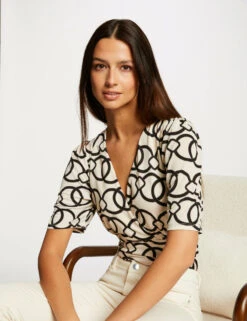 T-shirt Manches Courtes Imprimé Chaîne Multico Femme