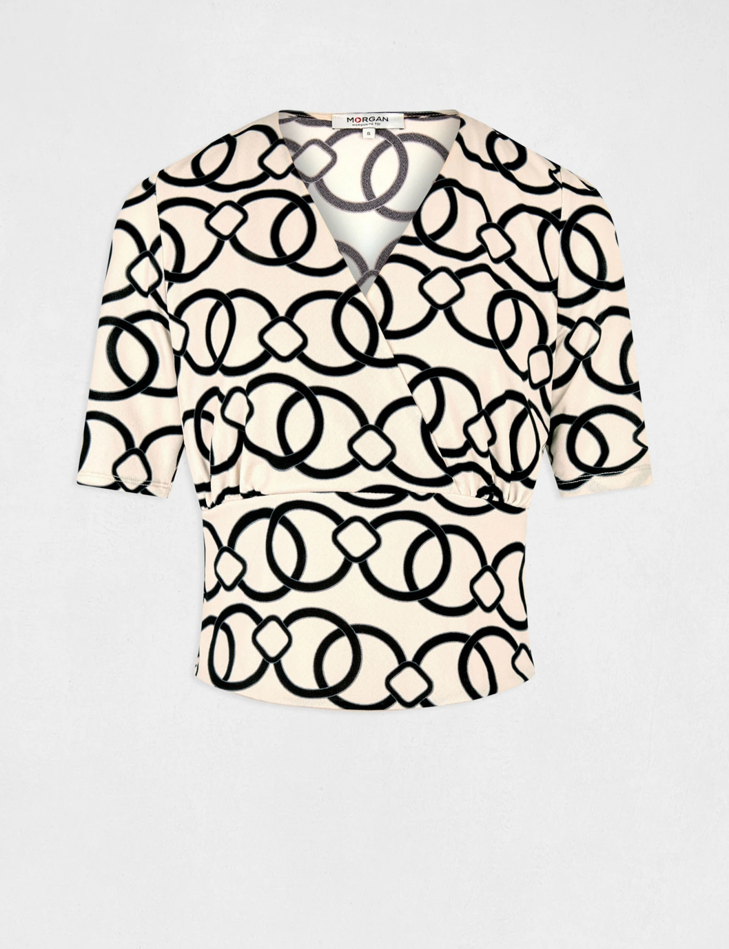 T-shirt Manches Courtes Imprimé Chaîne Multico Femme – Image 4