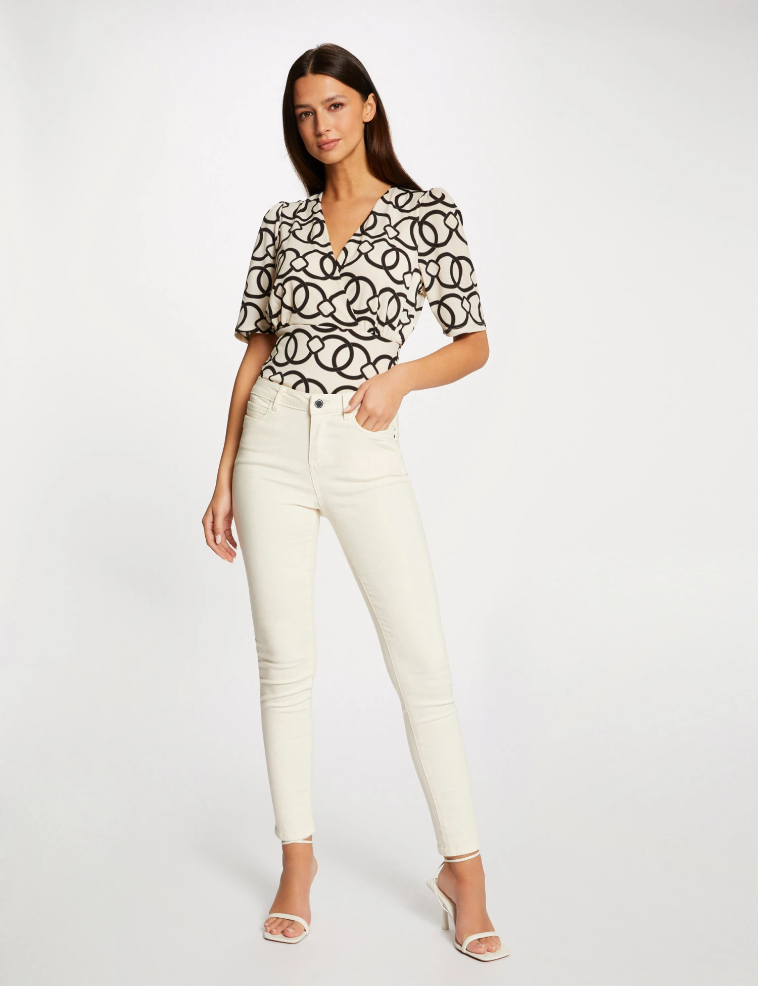 T-shirt Manches Courtes Imprimé Chaîne Multico Femme – Image 3