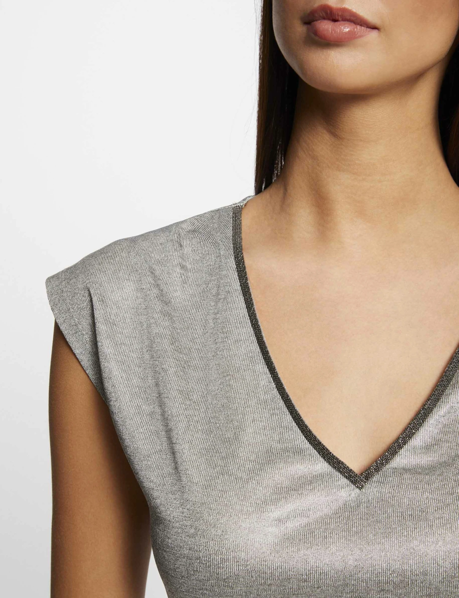 T-shirt Manches Courtes Métallisé Argente Femme – Image 5
