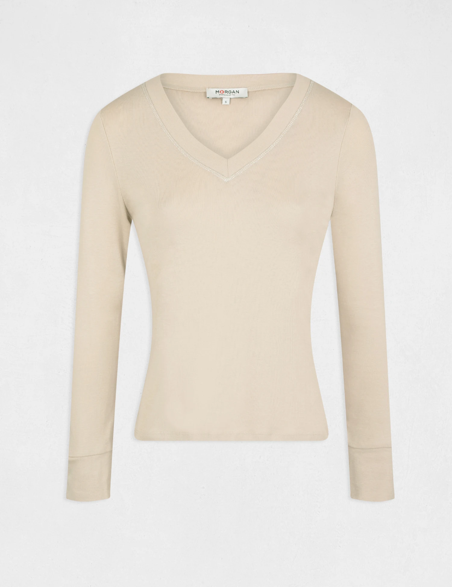 T-shirt Manches Longues Avec Col En V Mastic Femme – Image 4