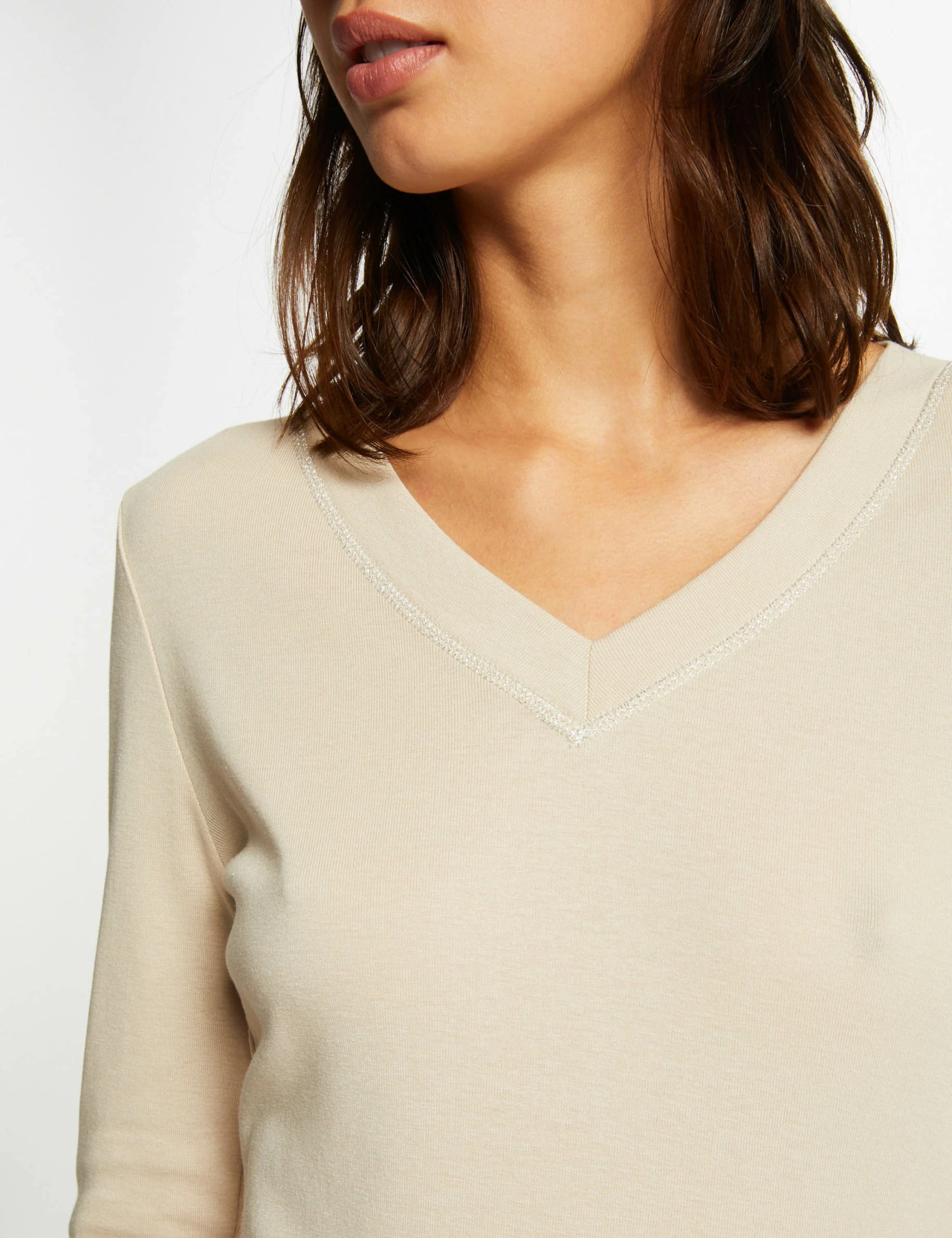 T-shirt Manches Longues Avec Col En V Mastic Femme – Image 5