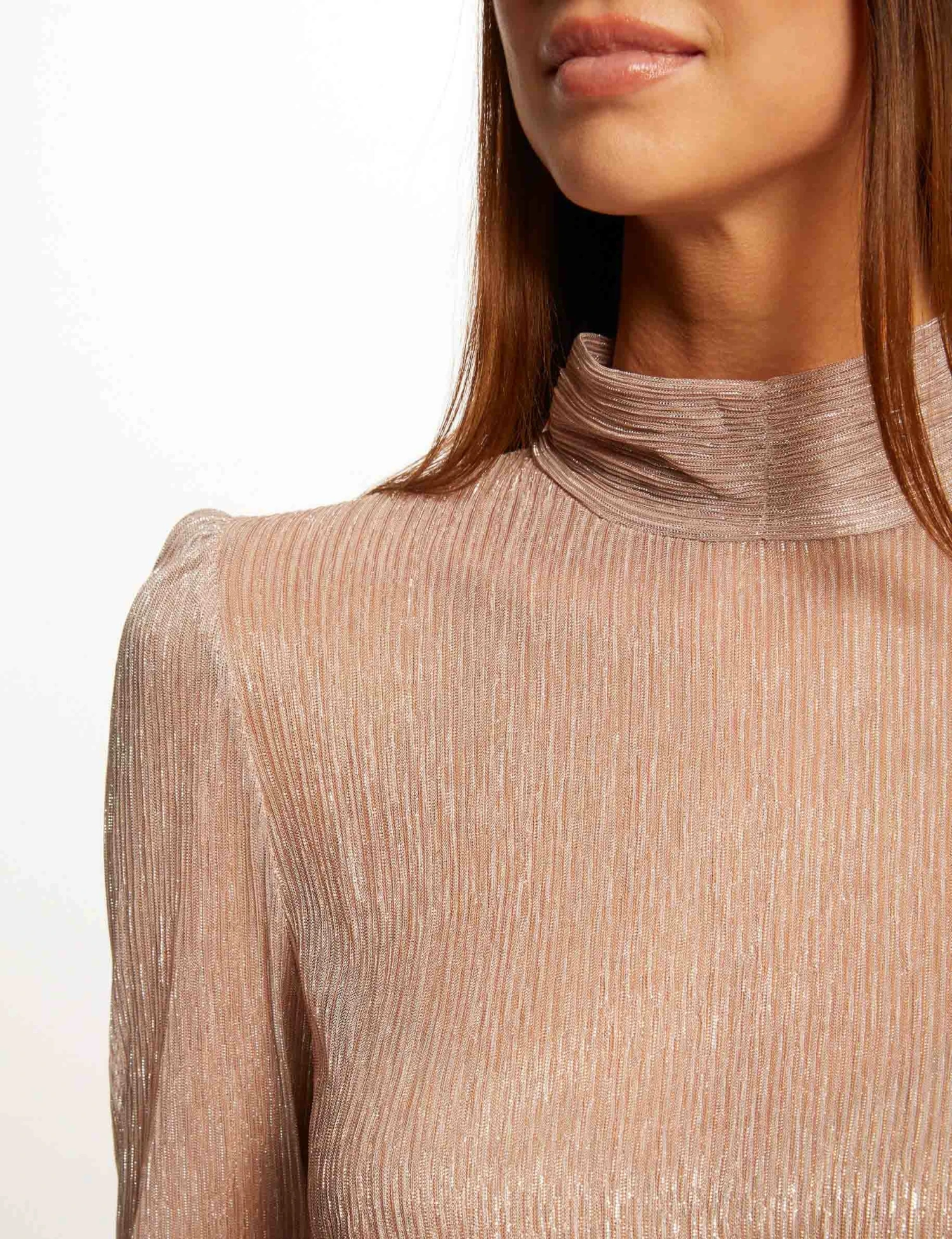 T-shirt Manches Longues Métallisé Vieux Rose Femme – Image 5