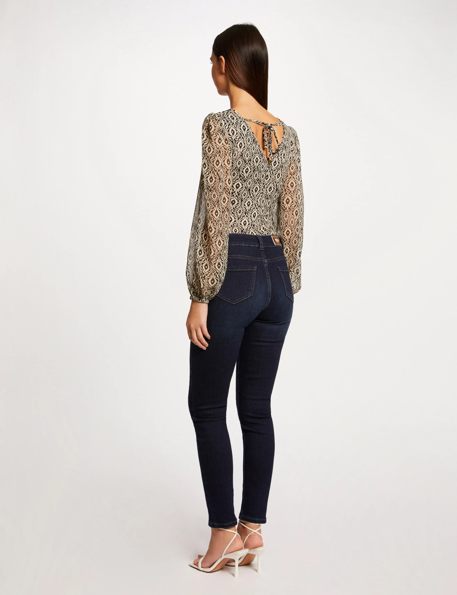 T-shirt Manches Longues Smocké Imprimé Multico Femme – Image 2