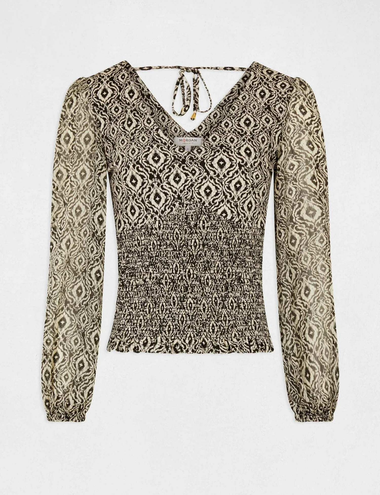 T-shirt Manches Longues Smocké Imprimé Multico Femme – Image 4