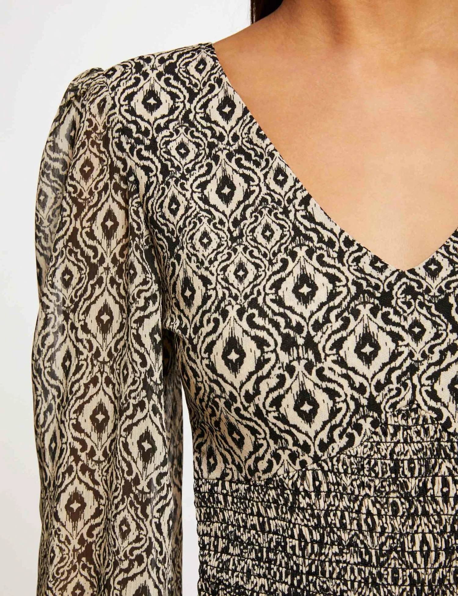 T-shirt Manches Longues Smocké Imprimé Multico Femme – Image 5