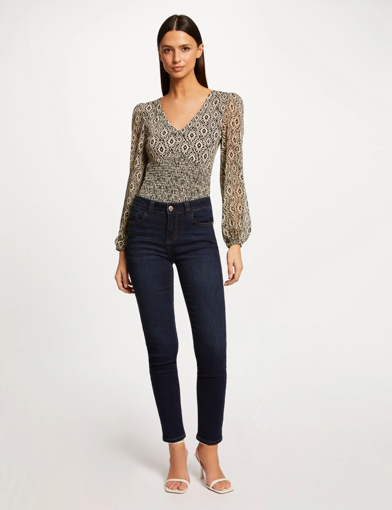 T-shirt Manches Longues Smocké Imprimé Multico Femme – Image 3